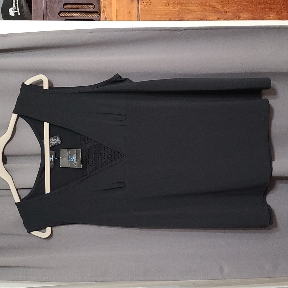 NWT Additions Maternity Sleeveless Blouse Black Eyelet Insert Size XL